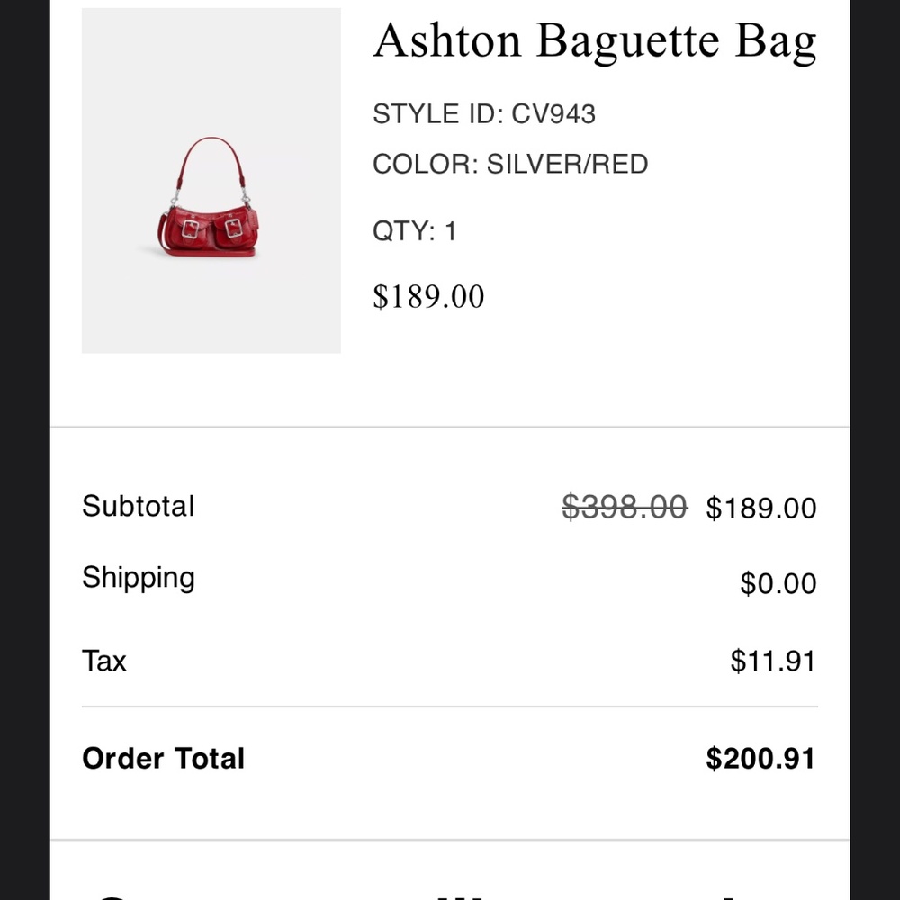 COACH Ashton Baguette Bag - Dark Cardinal/Silver - Picture 10 of 10